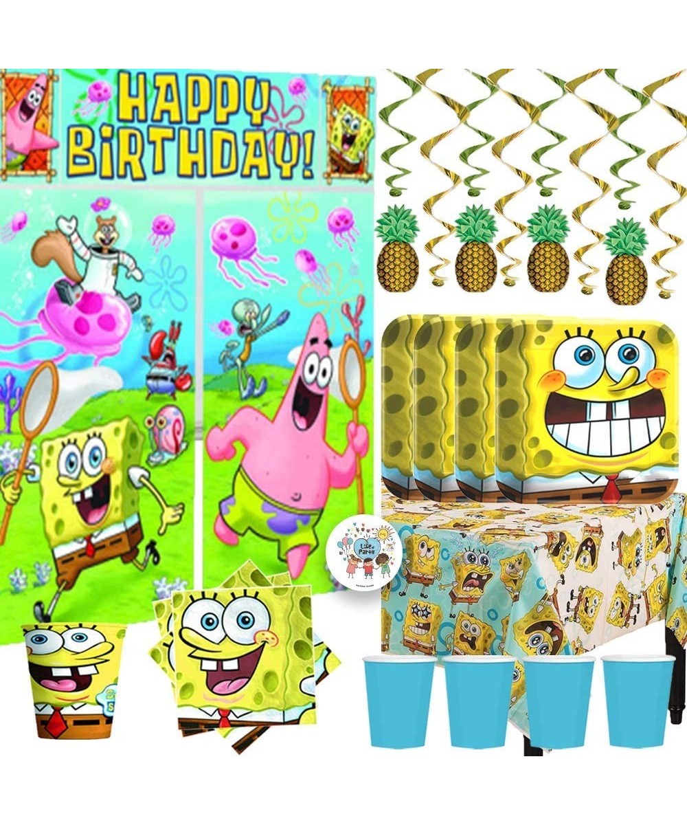 MEGA Spongebob Squarepants Birthday Party Supplies and Decorations Pack For 16 With Plates- Napkins- Cups- Tablecover- Scene ...