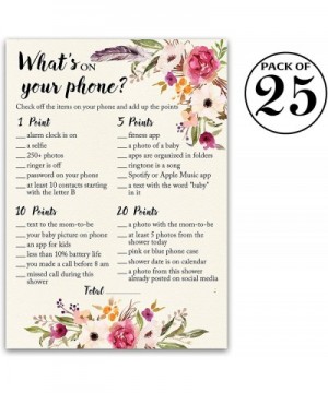 BOHO Baby Shower Game WHAT'S ON YOUR PHONE Baby Shower Game - Pack of 25 - GIRL Baby Shower Games Bohemian Pink Floral- Baby ...