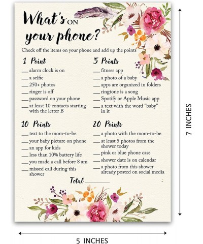 BOHO Baby Shower Game WHAT'S ON YOUR PHONE Baby Shower Game - Pack of 25 - GIRL Baby Shower Games Bohemian Pink Floral- Baby ...