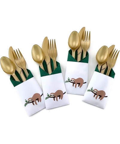 Tropical Safari Birthday Sloth Party Cutlery Set Paper Bag Napkins Plastic Utensils (24 Set) - CC195HMURI3 $21.44 Party Packs