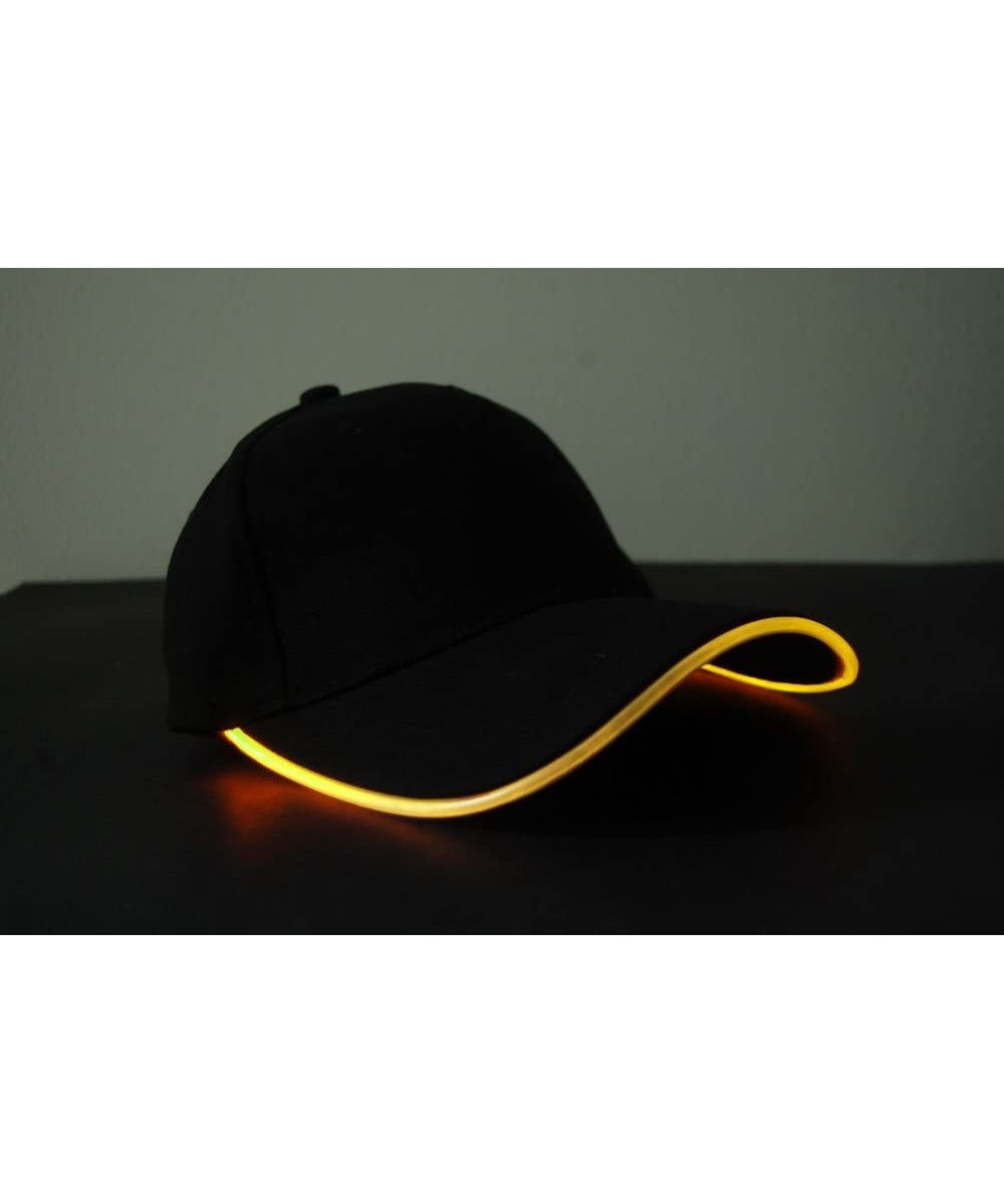 3 Mode Adjustable Fit LED Light Up Hat (Black Fabric Yellow LED) - Black Fabric Yellow Led - C3119ZR12XP $11.41 Hats