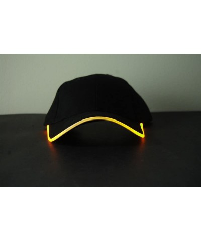 3 Mode Adjustable Fit LED Light Up Hat (Black Fabric Yellow LED) - Black Fabric Yellow Led - C3119ZR12XP $11.41 Hats