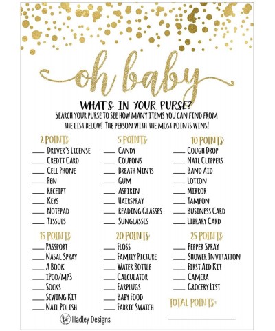 25 Gold What's In Your Purse Baby Shower Game- Funny Ideas Coed Couples Game For Baby Party- Fun Sprinkle Themed Bundle Pack ...