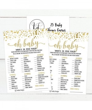 25 Gold What's In Your Purse Baby Shower Game- Funny Ideas Coed Couples Game For Baby Party- Fun Sprinkle Themed Bundle Pack ...