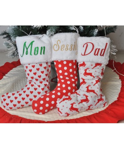 Personalized Christmas Stocking Custom Name - Fur Collar Fireplace Decor Large Glitter Color - Personalized Snowflake - Glitt...