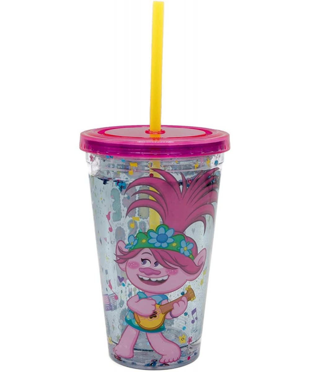 Trolls World Tour Plastic Cold Cup with Snow Globe Effect with Lid and Straw- 14-Ounce- Multicolor - CE198OGQKLU $13.26 Table...