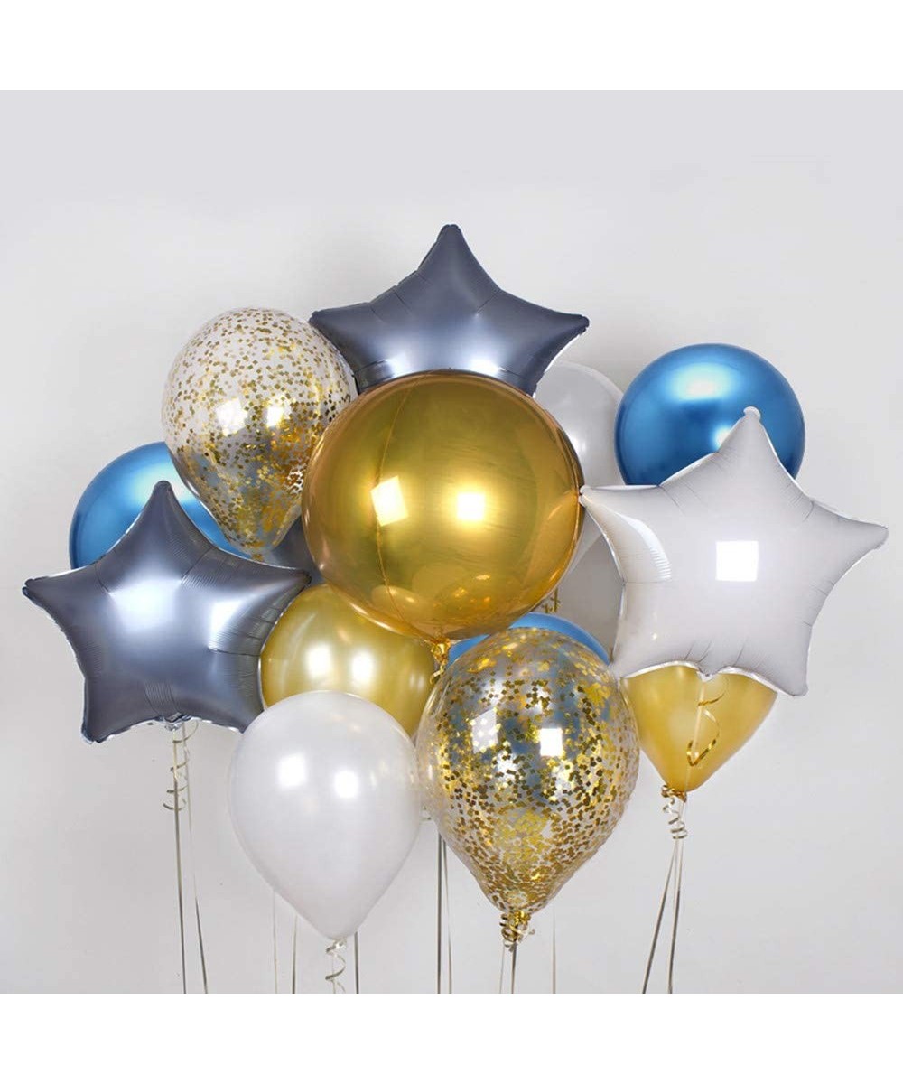 18pcs Twinkle Little Star Balloons Bouquet 12inch Metallic Blue Pearl White Gold Confetti Balloon Birthday Baby Shower Decora...