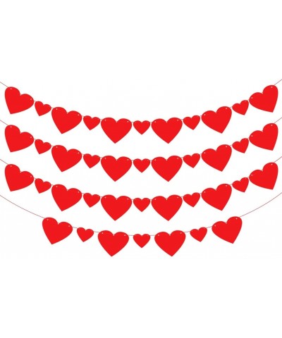 Red Heart Decorations Garland - Pack of 40- Pre-Stung - Big and Small Felt Heart Valentines Day Garland - Felt Heart Garland ...