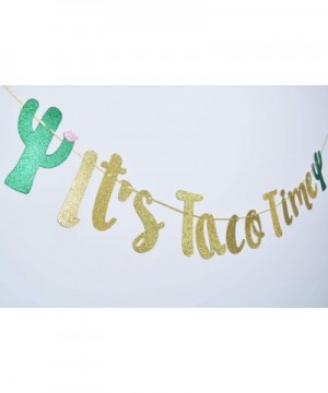 It's Taco Time Banner Bunting Sign for Mexican Fiesta Themed Birthday Bachelorette Wedding Party Decor Props Backdrop (Gold G...