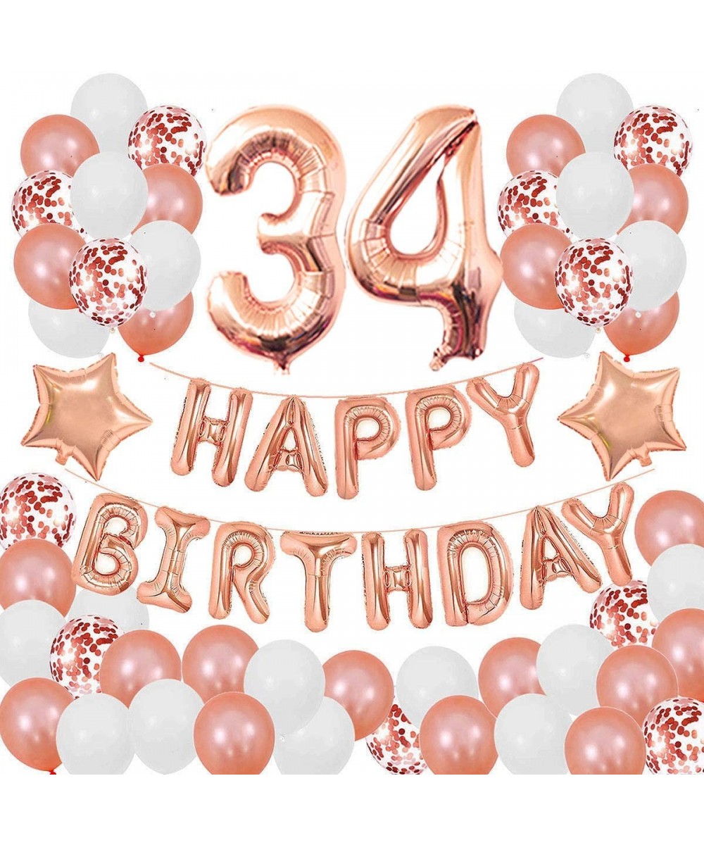 34TH Birthday Decorations for Girls and Women 34th Birthday Decorations 34 Years Old Birthday Party Supplies Happy Birthday B...