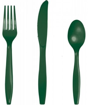 Hunter Green Plastic Assorted Cutlery- Serves 24 - CM18TE92Y94 $11.78 Tableware