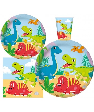Serves 30 - Complete Party Pack - Dinosaur Birthday Party Supplies - 9" Dinner Paper Plates - 7" Dessert Paper Plates - 9 oz ...