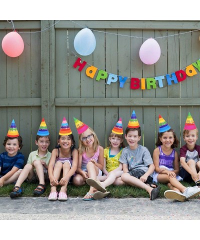 30 Pieces Rainbow Birthday Party Hats-Birthday Party Cone Hats Art Craft Caps Party Hat for Kids Adults - CJ194ER3XH0 $9.39 P...