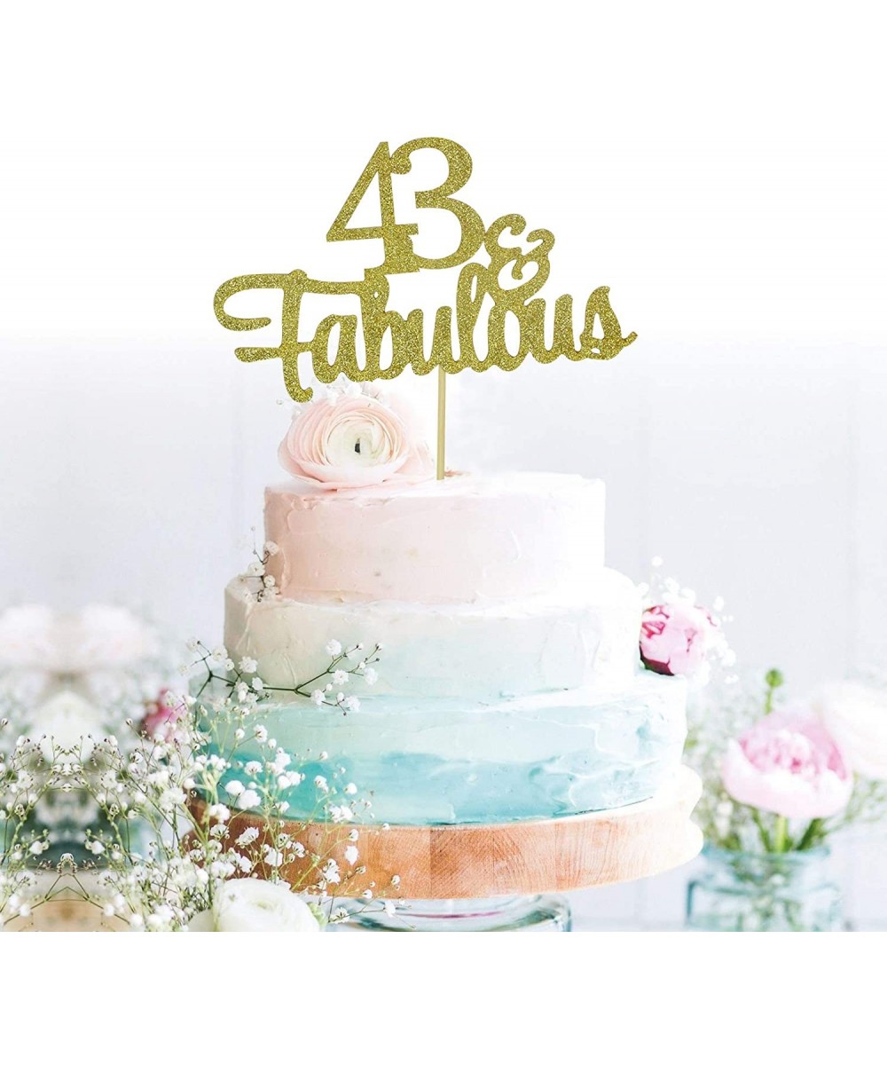 Glitter Gold 43&Fabulous Anniversary Cake Topper We Still Do 43rd Vow Renewal Wedding Anniversary Cake Topper(43 Gold) - CB18...