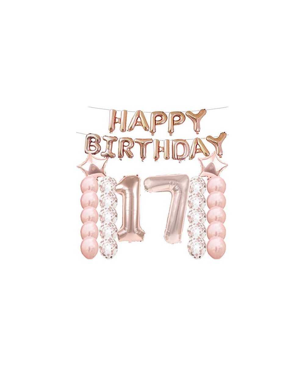 17th Birthday Decorations Party Supplies-17th Birthday Balloons Rose Gold-Number 17 Mylar Balloon-Latex Balloon Decoration-Gr...