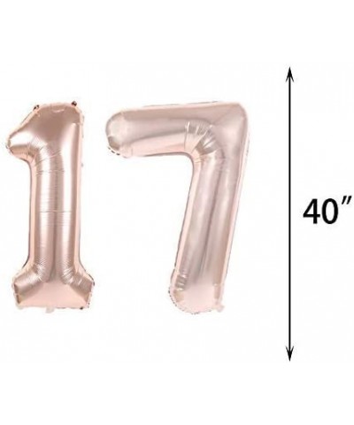17th Birthday Decorations Party Supplies-17th Birthday Balloons Rose Gold-Number 17 Mylar Balloon-Latex Balloon Decoration-Gr...