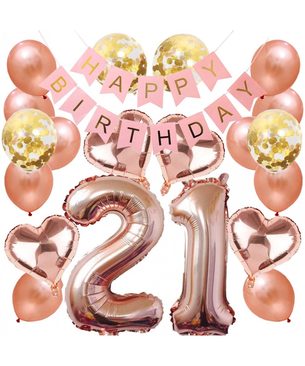 21st Birthday Decorations - 21st Birthday Decorations Rose Gold 21st Rose Gold Balloons 40 inch Pink and Gold Happy Birthday ...