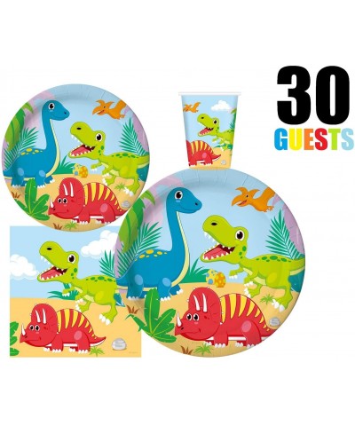 Serves 30 - Complete Party Pack - Dinosaur Birthday Party Supplies - 9" Dinner Paper Plates - 7" Dessert Paper Plates - 9 oz ...