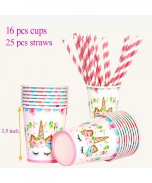 Unicorn Themed Party Supplies Set-Unicorn Cake Plates-Cups-Napkins-Tablecloth-Straws&Decoration-Paper Disposable Tableware Se...