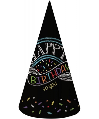 8 Count Chalk Birthday Paper Party Hats- Adult Size- Black - Chalk Birthday - C211TH41335 $10.97 Hats