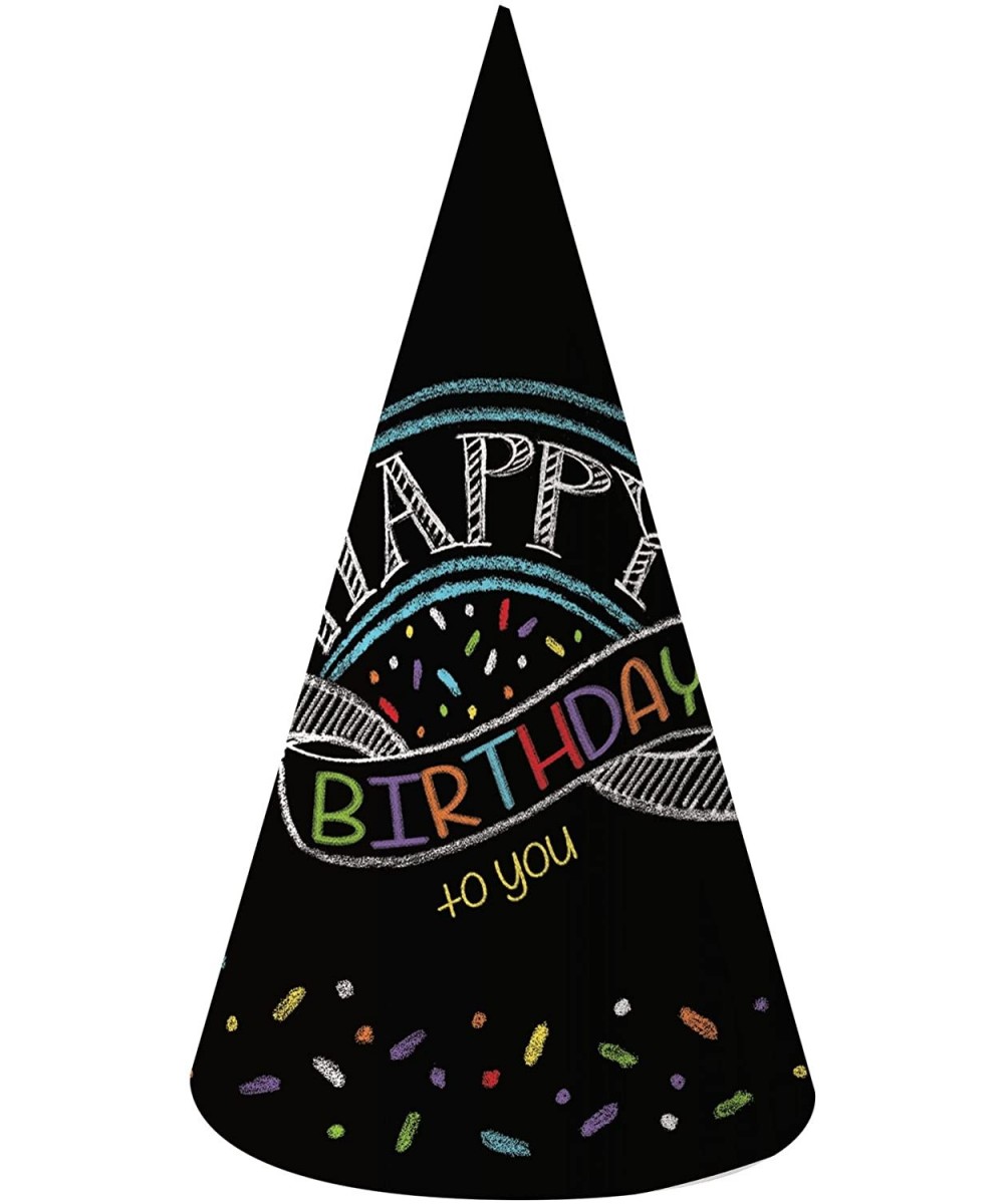 8 Count Chalk Birthday Paper Party Hats- Adult Size- Black - Chalk Birthday - C211TH41335 $10.97 Hats