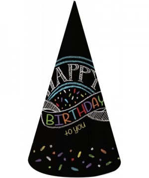 8 Count Chalk Birthday Paper Party Hats- Adult Size- Black - Chalk Birthday - C211TH41335 $10.97 Hats