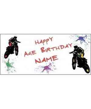 PERSONALIZED EXTREME MOTORCYCLE BANNER (18" x 40") - Banner - CR128QP0FZR $27.09 Confetti