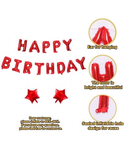 Red Happy Birthday Balloons- Happy Birthday Banner Foil Letter Balloons for Birthday Decorations and Party Supplies - Red - C...