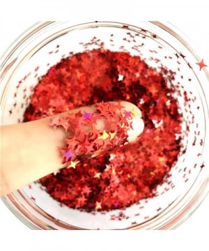 Stars Confetti Glitter Four-Angle Star Laser Sequins for DIY Crafts- Nail Art Decoration- Party Decoration - Holographic Red-...