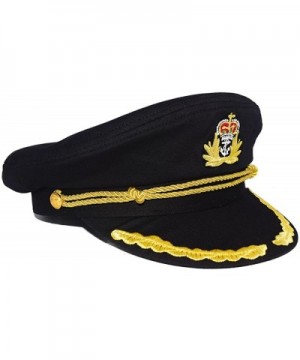 Admiral Captain Yacht Hat Snapback Gold Embroidery Anchor Skippers Cap for Party - Black 1 - CR18EAWW488 $15.71 Hats