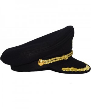Admiral Captain Yacht Hat Snapback Gold Embroidery Anchor Skippers Cap for Party - Black 1 - CR18EAWW488 $15.71 Hats