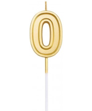 Glitter Happy Birthday Gold Numeral Candles Number 0 Cake Topper Decoration for Adults/Kids Party -Gold Number 0 - Gold Numbe...