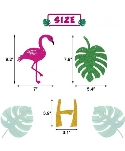 Hawaiian Flamingo Party Happy Birthday Banner for Tropical Luau Party Palm Leaf Decorations - CH18EWY6M8R $6.71 Banners & Gar...