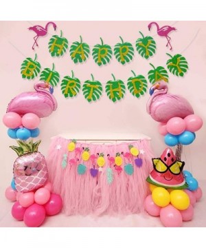 Hawaiian Flamingo Party Happy Birthday Banner for Tropical Luau Party Palm Leaf Decorations - CH18EWY6M8R $6.71 Banners & Gar...