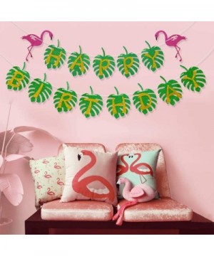 Hawaiian Flamingo Party Happy Birthday Banner for Tropical Luau Party Palm Leaf Decorations - CH18EWY6M8R $6.71 Banners & Gar...