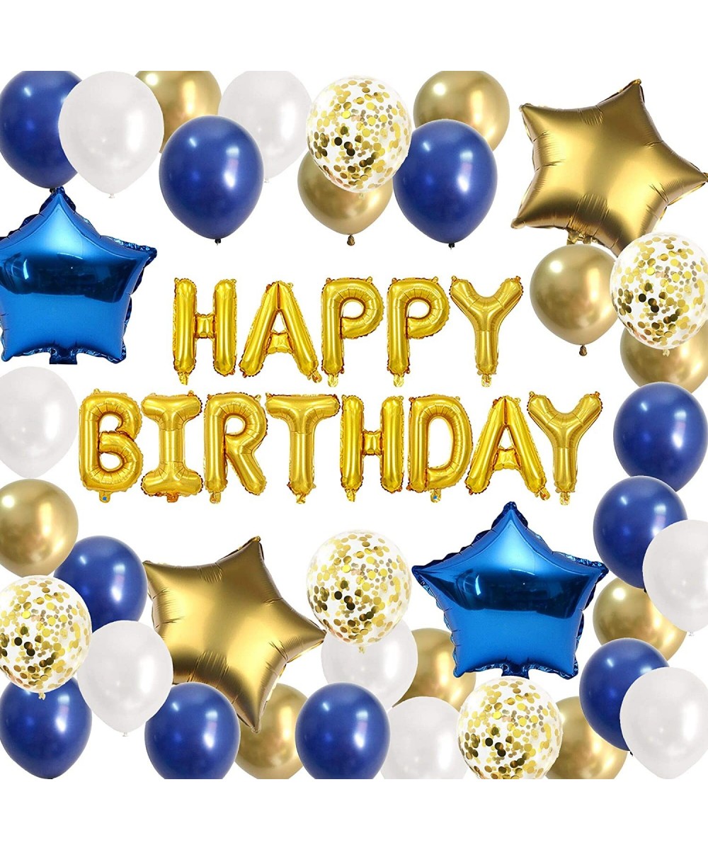 Birthday Decorations Royal blue Gold - Happy birthday Balloon Foil Banner for Boys Men Bday Party Decor Supplies (Navy Blue) ...