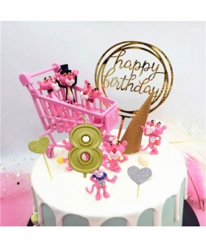 Birthday Candles Wedding Anniversary Celebration Party Number Cake Candle with Hppy Birthday Ins Topper (Gold Candle 8) - Gol...
