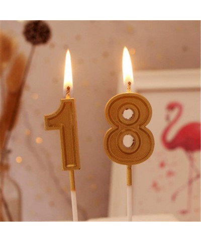 Birthday Candles Wedding Anniversary Celebration Party Number Cake Candle with Hppy Birthday Ins Topper (Gold Candle 8) - Gol...