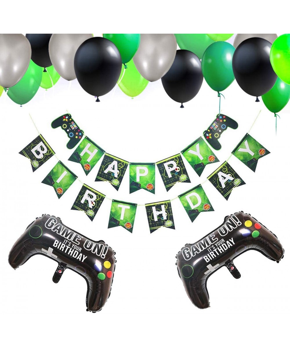 45 Piece Video Game Party Supplies HAPPY BIRTHDAY Gaming Banner controller balloons video gamer and Boys Birthday Party Alumi...