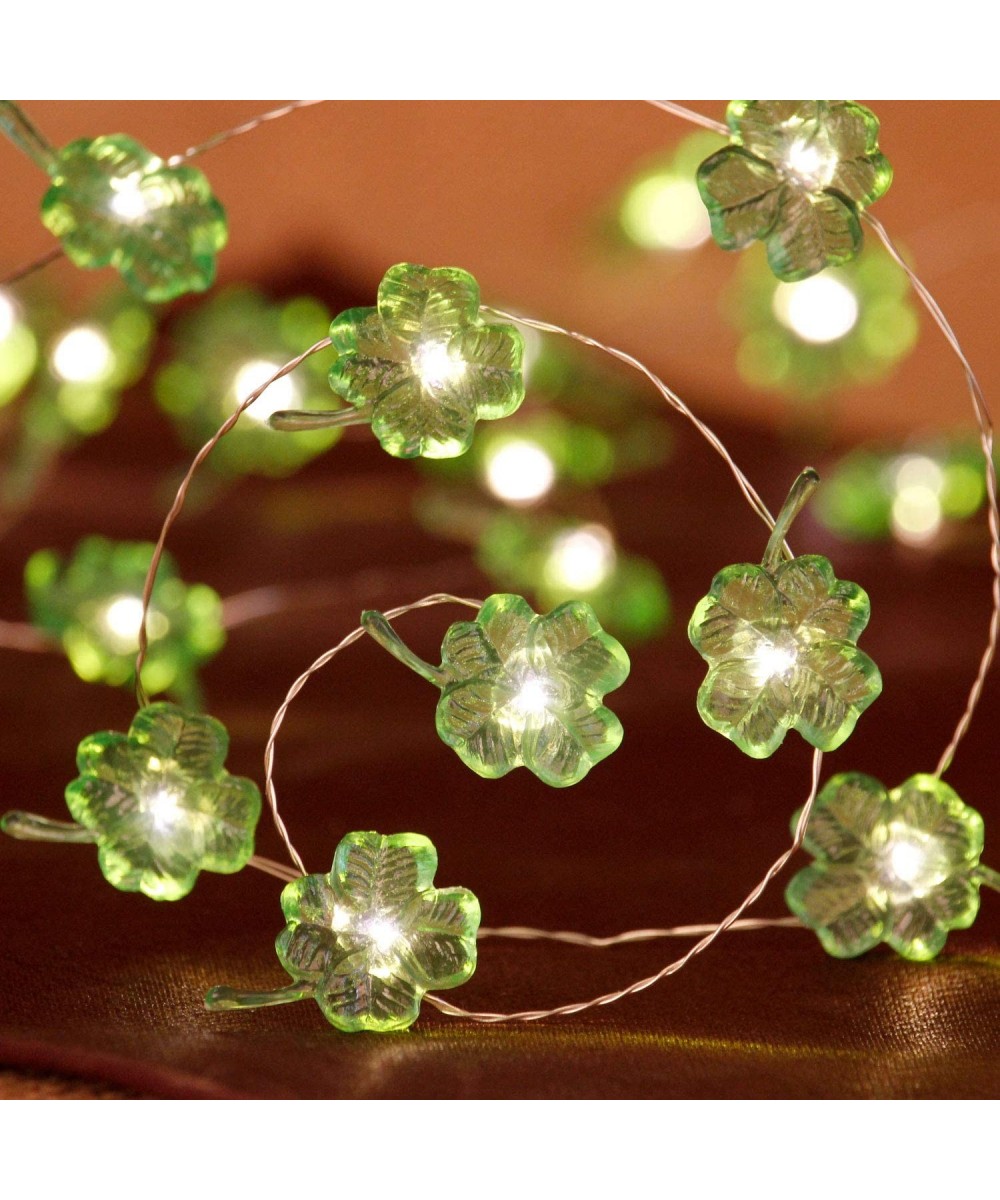 St. Patrick's Day Party String Lights Decorations- 10ft 40 Led Four-Leaf Clover Shamrock- Battery & Plug in Operated- 8 Model...