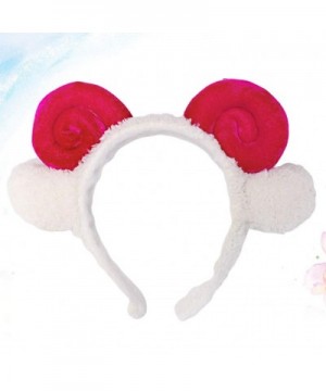 Sheep Headband with Sheep Horns And Ears Animal Sheep Costume Accessories (rosy red) - Rosy - CZ193WAIC5H $6.76 Party Hats