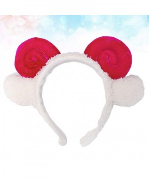 Sheep Headband with Sheep Horns And Ears Animal Sheep Costume Accessories (rosy red) - Rosy - CZ193WAIC5H $6.76 Party Hats