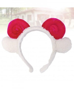 Sheep Headband with Sheep Horns And Ears Animal Sheep Costume Accessories (rosy red) - Rosy - CZ193WAIC5H $6.76 Party Hats
