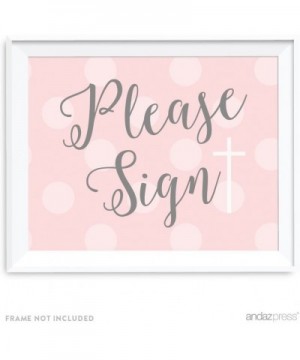 Blush Pink and Gray Baby Girl Baptism Collection- Party Signs- Please Sign- 8.5x11-inch- 1-Pack - Sign Please Sign - C012H5ZV...