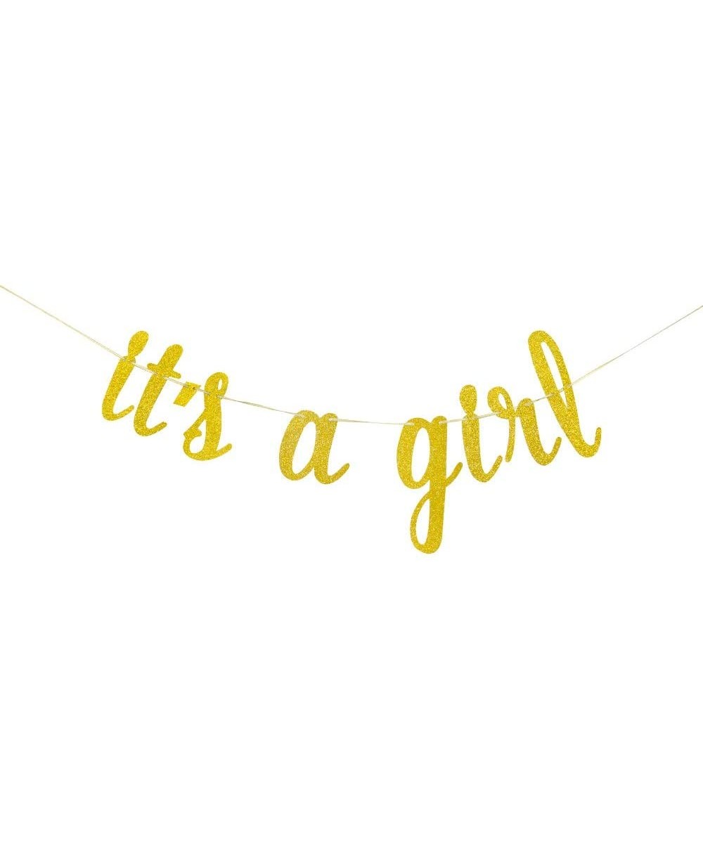 It's a Girl Banner for Baby Girl 1st Birthday Baby Shower Bunting Gender Reveal Party Decoration Supplies(Gold Glitter) - CF1...