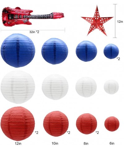 Round Chinese Paper Lanterns Decorative 19pcs with Guitar Balloons Star Lantern for Graduation 4th of July Independence Day B...