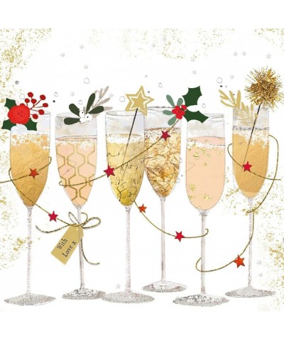 Two Individual Paper Luncheon Decoupage Napkins - Christmas Champagne - CW19DDH2QCN $3.86 Tableware