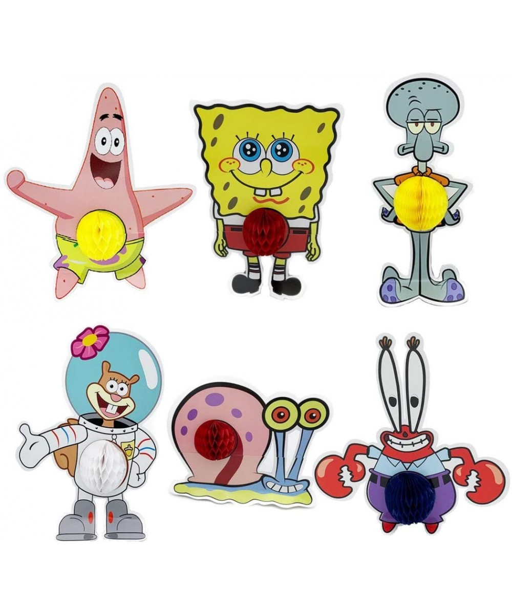 Spongebob Party Favors- 6pcs Cartoon Spongebob Honeycomb Centerpieces- Table Topper for Birthday Party Decoration- Double Sid...