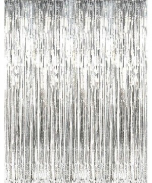 Metallic Silver Tinsel Curtain Photo Booth Backdrop Event Decoration 3'x8' (1 pc) - Silver - C412NSG14KI $4.50 Photobooth Props