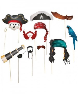 Pirate Photo Booth Props - Stick Paper Accessories - 12 Count - Great for Birthday Bash- Costume Parties- School Fair- Classr...